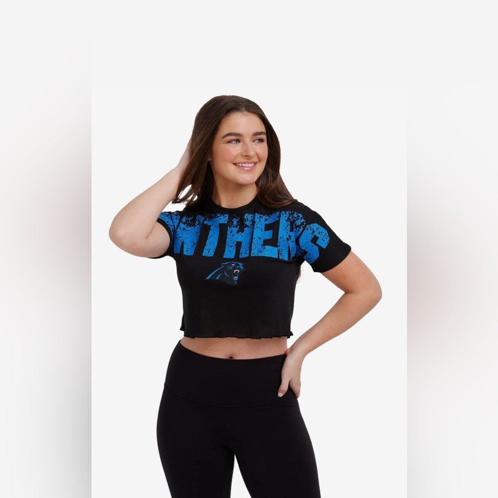 Carolina Panthers Distressed Crop Top